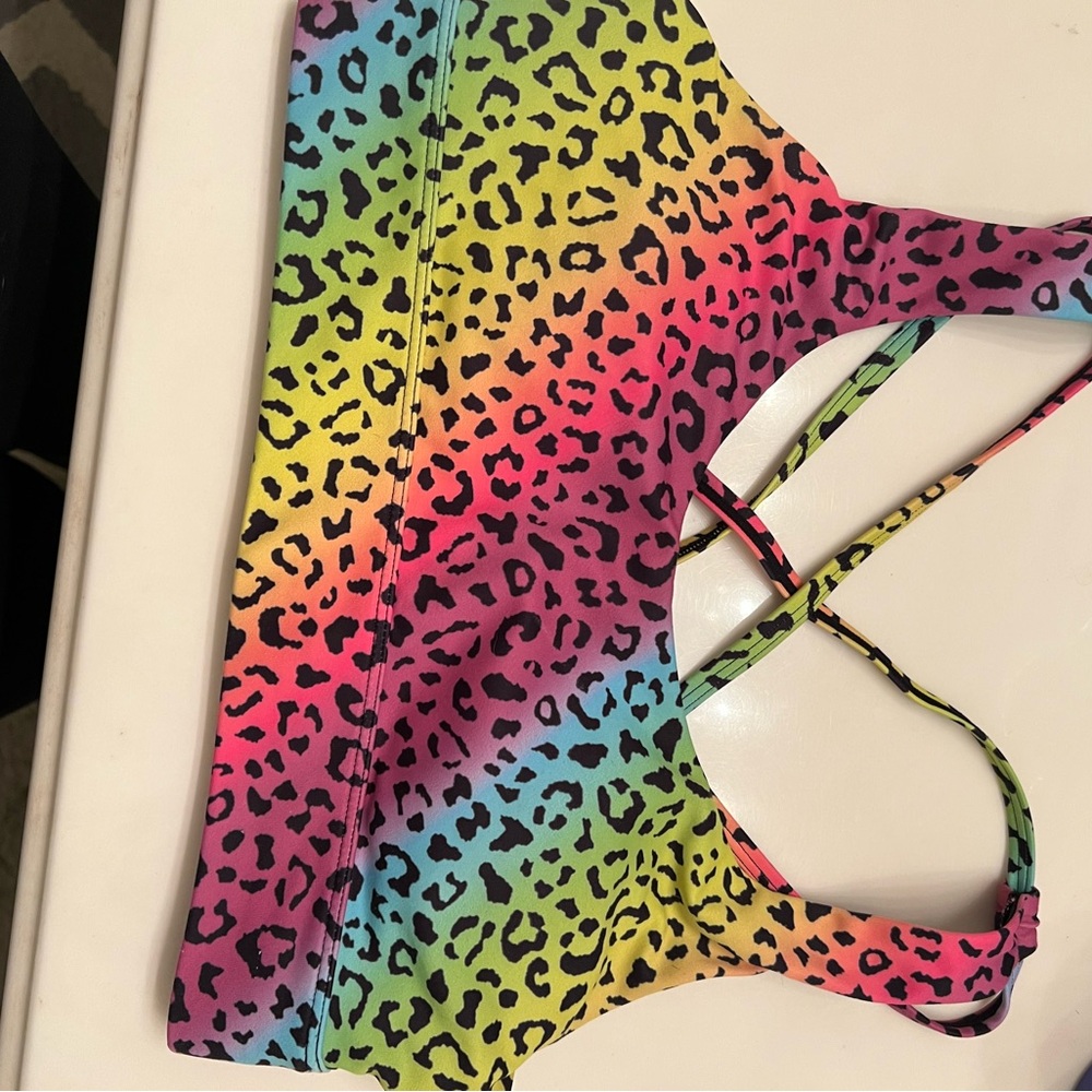Colorful Leopard sports bra